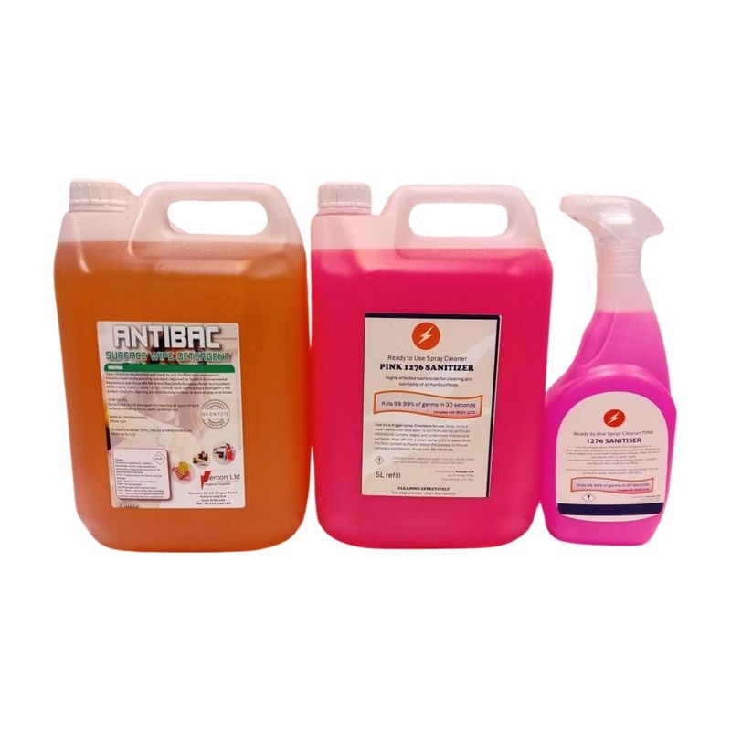 Pink Sanitizer BD 1276 750ml or 5Ltr And Anti Bactericide Surface Cleaner 5lt
