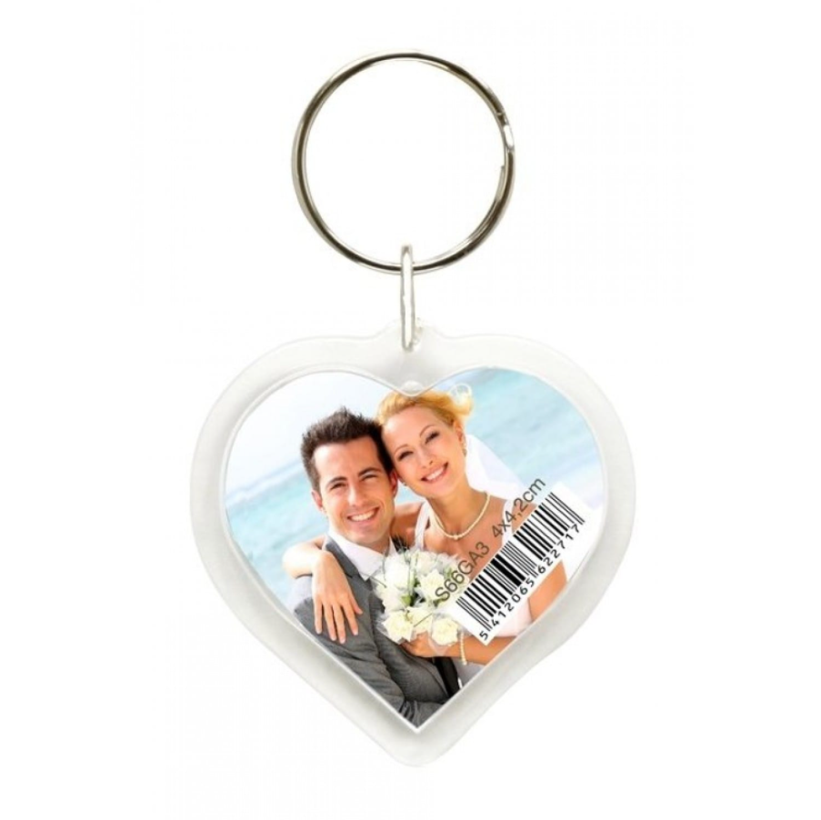 Porte-clef photo cœur plexi - pour photo