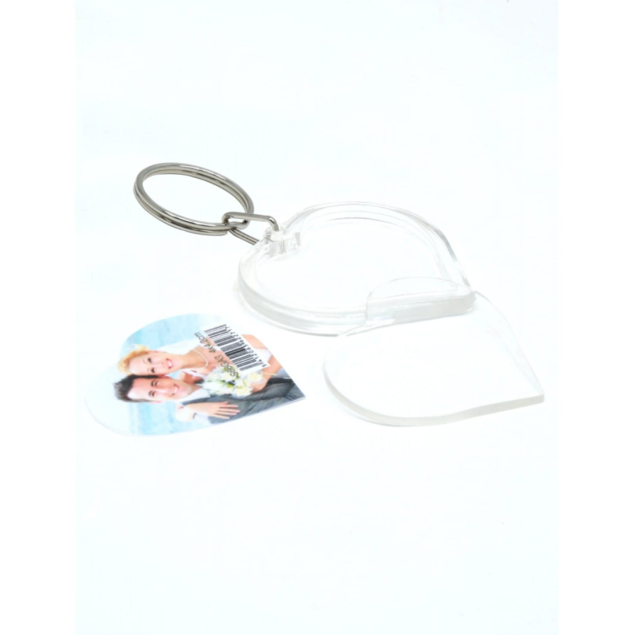 Porte-clef photo cœur plexi - pour photo
