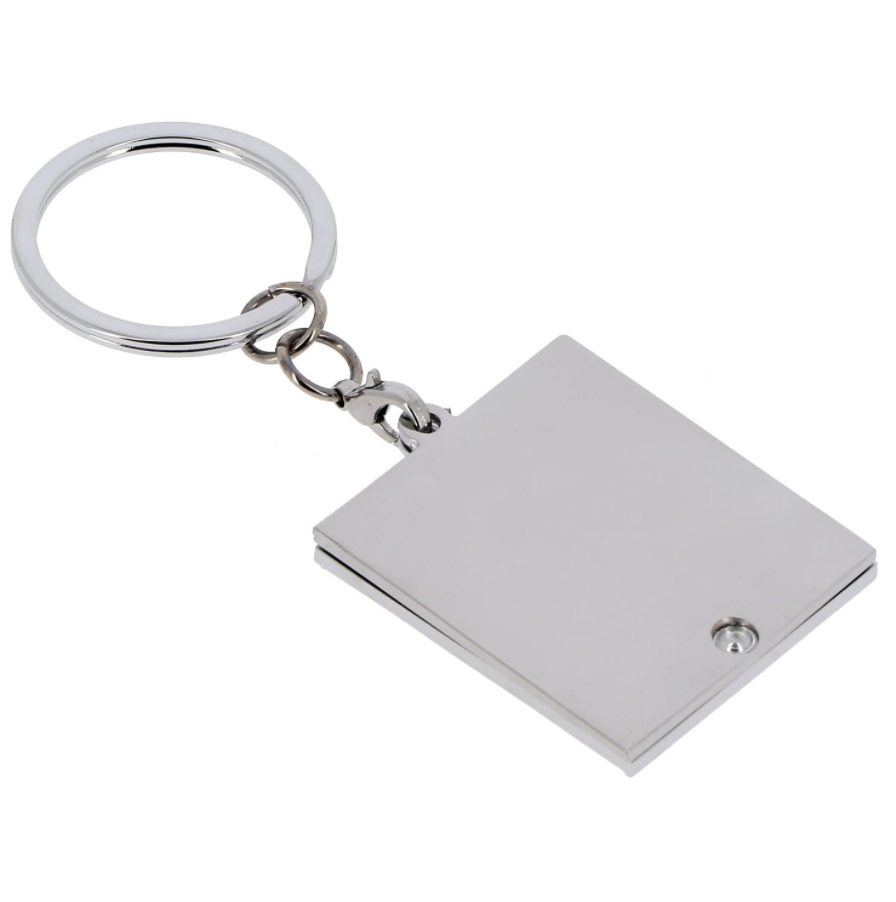 Porte-clef photo rectangle avec imitation pierres précieuses - Métal