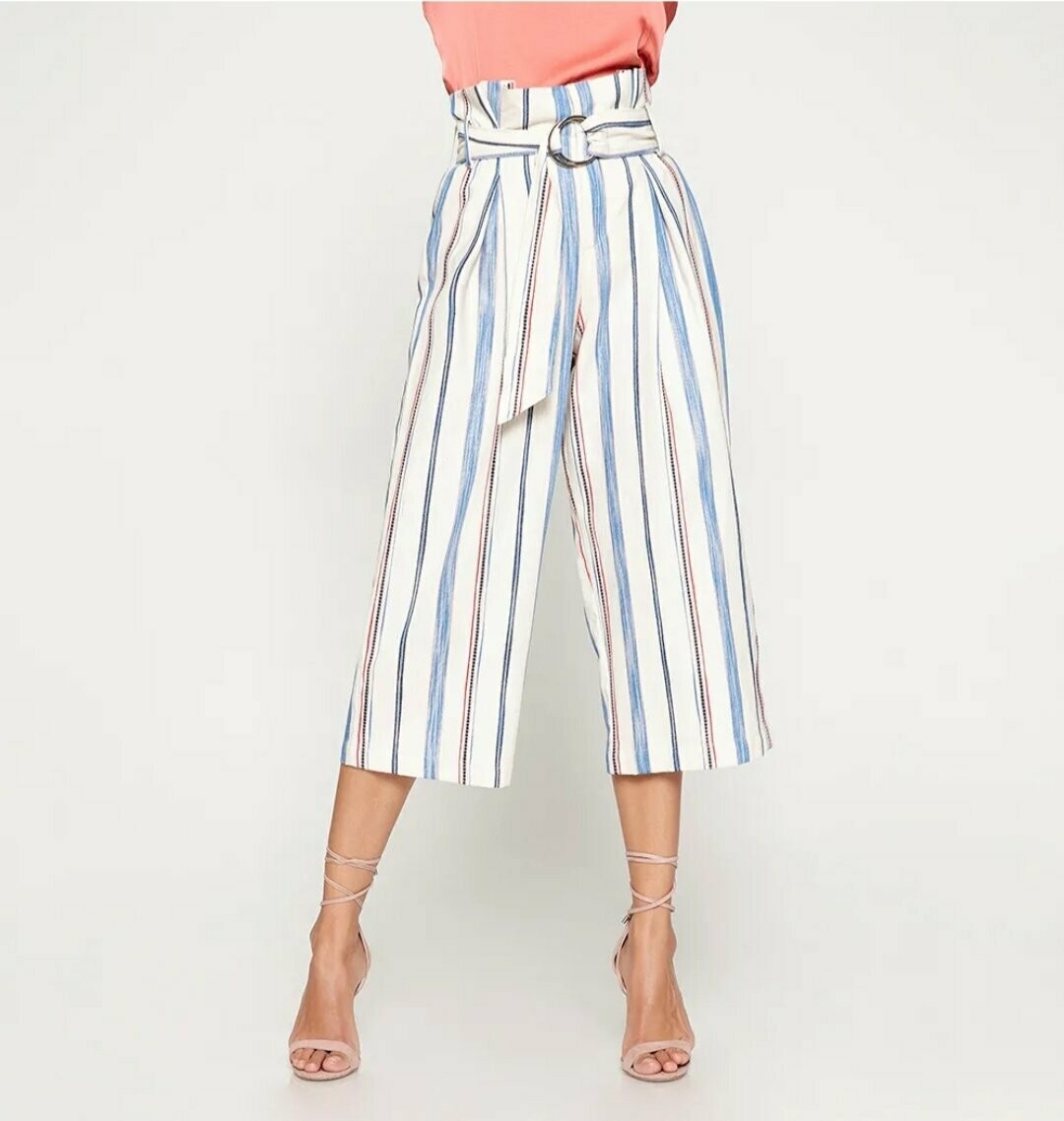 High-rise culotte pants, beige 