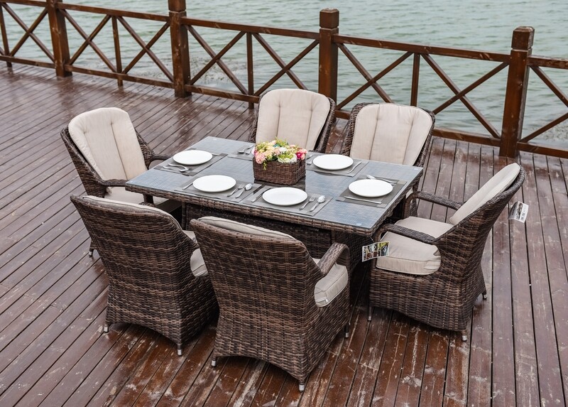 Wicker Waverly Patio Wicker 7 Piece Rectangular Dining Set Wicker Waverly Patio Wicker 7 Piece Rectangular Dining Set