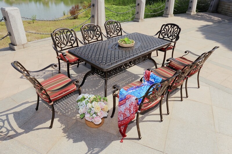 Outdoor 9-Piece All-Weather Alum Casting Garden Dining Set Outdoor 9-Piece All-Weather Alum Casting Garden Dining Set