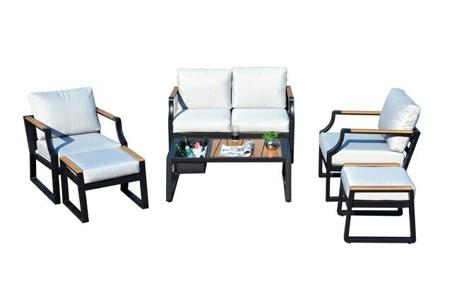 6-Piece Phosphating Treatment Iron Outdoor Sofa with Cushions 6-Piece Phosphating Treatment Iron Outdoor Sofa with Cushions