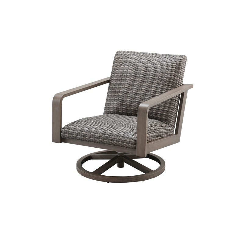 Canton Padded Wicker Aluminum Swivel Rocker Lounge Chair