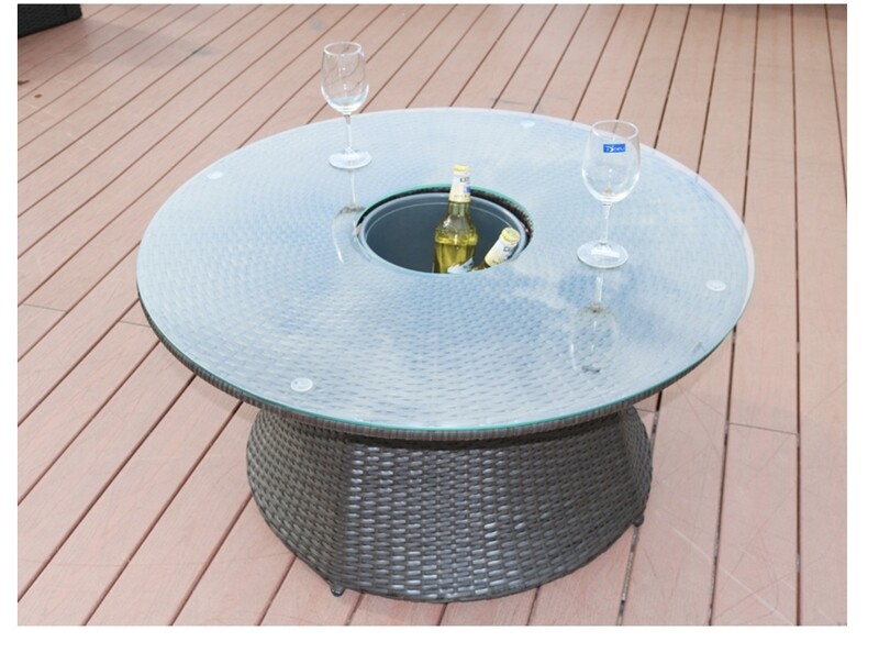 Round Coffee Table with Ice Bucket
