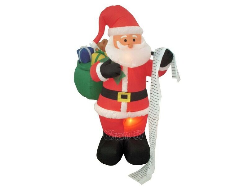 6 FT Christmas Inflatable Santa Claus with Gift Bag and Gift List, Built-in LED Lights