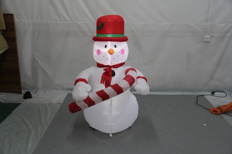 4 Feet Snowman With Scarf And Candy Cane Outdoor Holiday Inflatable