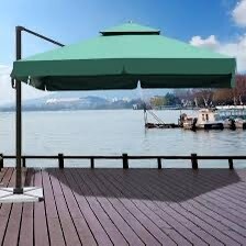 118 Inch Fringed Cantilever Umbrella with swivel base
