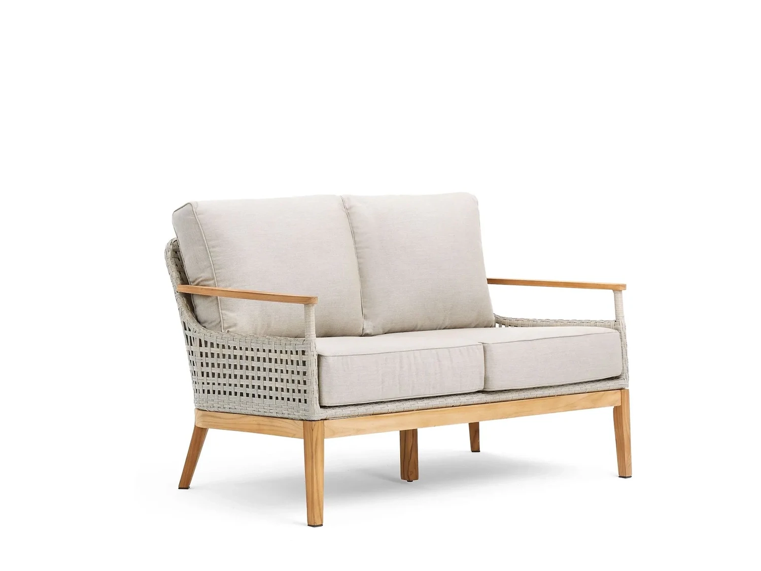 August Teak and Weave Love Seat