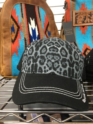 Grey leopard hat