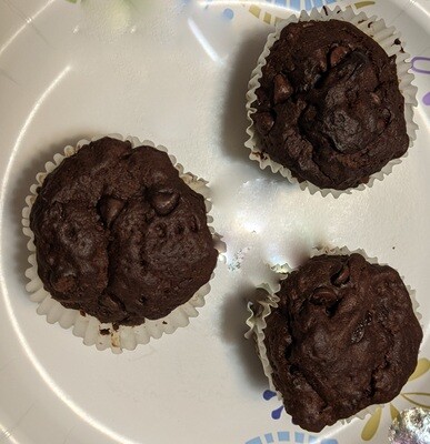Chocolate chocolate chip muffins, 6