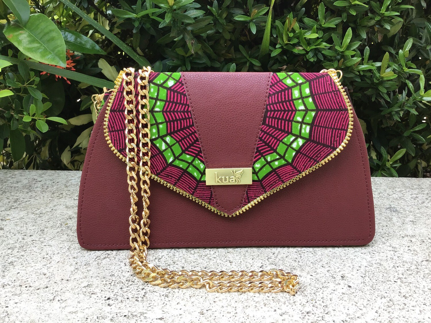 Purse with a Purpose, Choices: Merlot with Key Lime Green 12” L x 6.5” H
