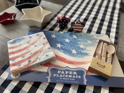 Stars & Stripes Paper Placemats, Napkins & Utensils