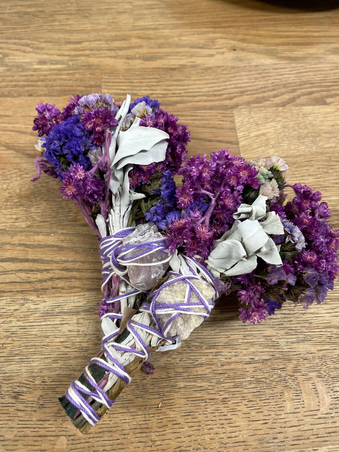 Sage Smudge Sticks, Choices: Sage &amp; Wildflower  bundle with quartz