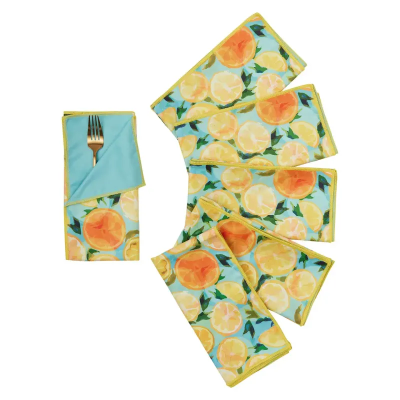 Eco Friendly Cloth Dinner Napkins, Variations: Lemon Slices