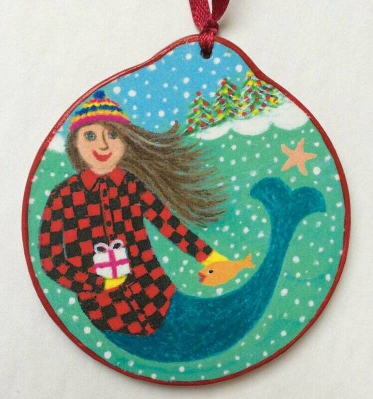 Brunette Mermaid Ornament- Krooked House