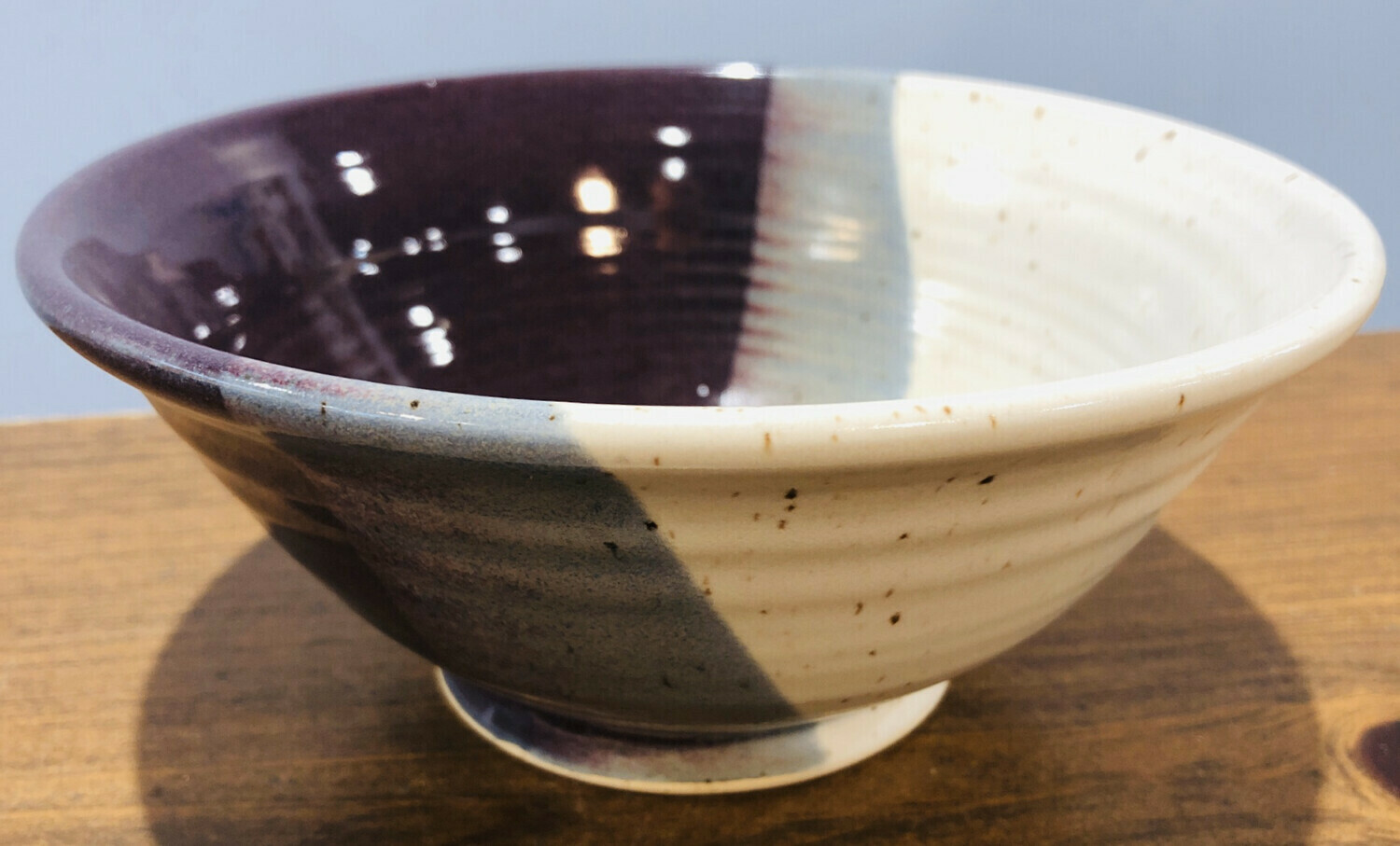 White &amp; Purple Medium Bowl - Alicia Kate