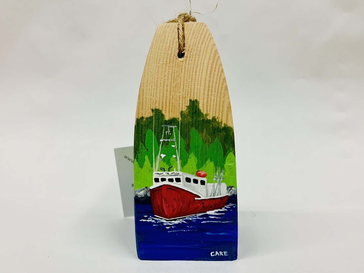 Red Fishing Boat with Trees Buoy - Care Garrison