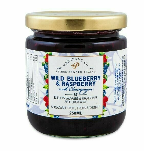 Wild Blueberry and Raspberry with Champagne 250ml- PEI Preserve Co.