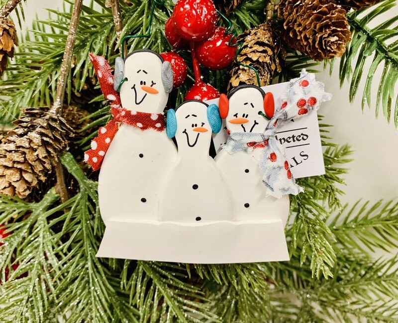 Clay Snowman Family of 3 Ornament
