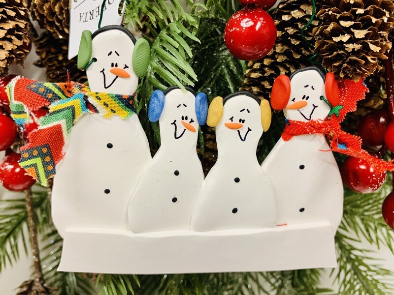 Clay Snowman Family of 4 Ornament