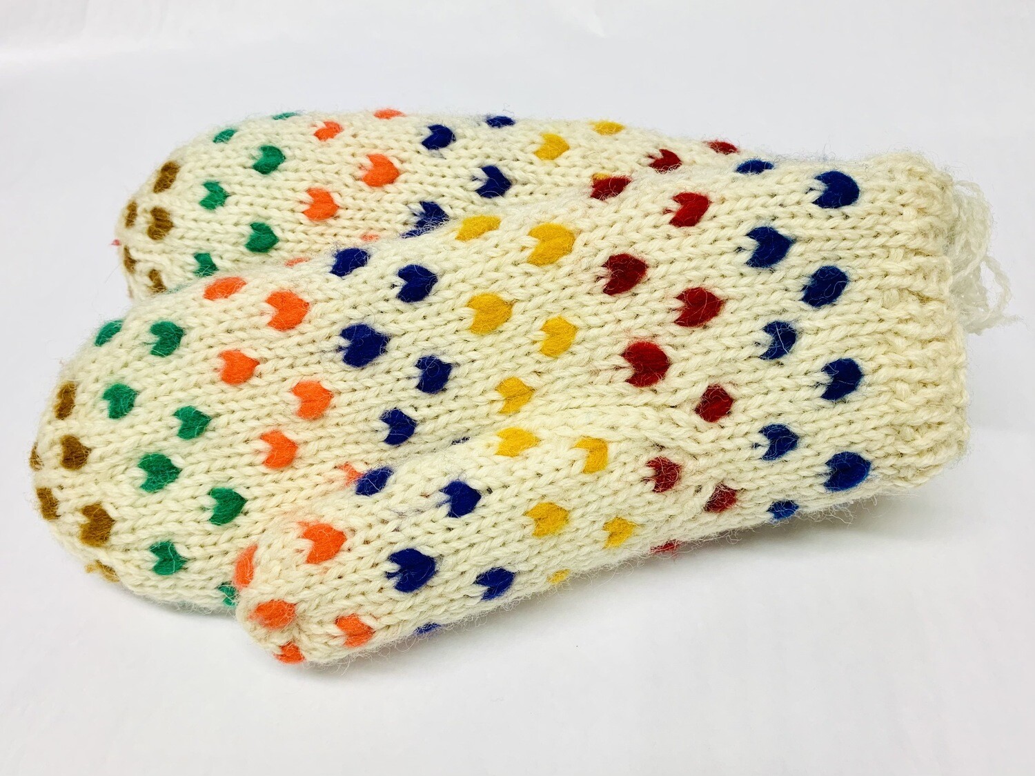 Ecru Multicoloured Thrum Mitten- Northern Watters Knitwear