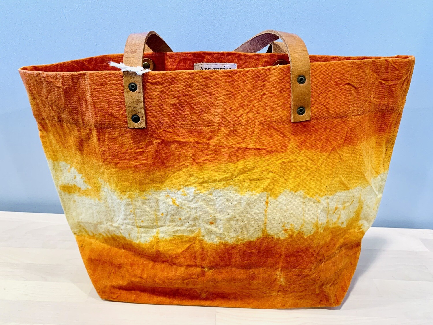 Orange Large Waxed Canvas Tote - No Liner