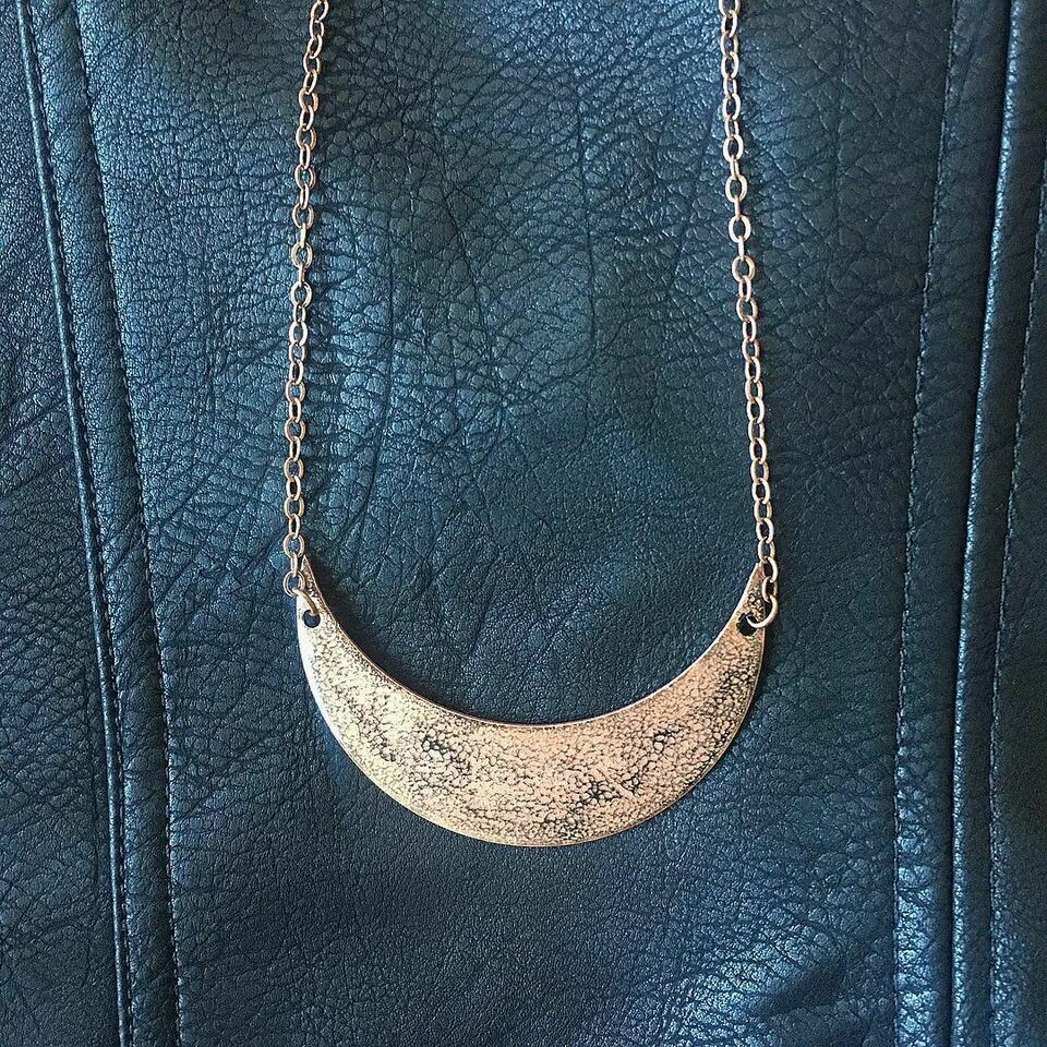 Black & Copper Crescent Moon Necklace - Aflame