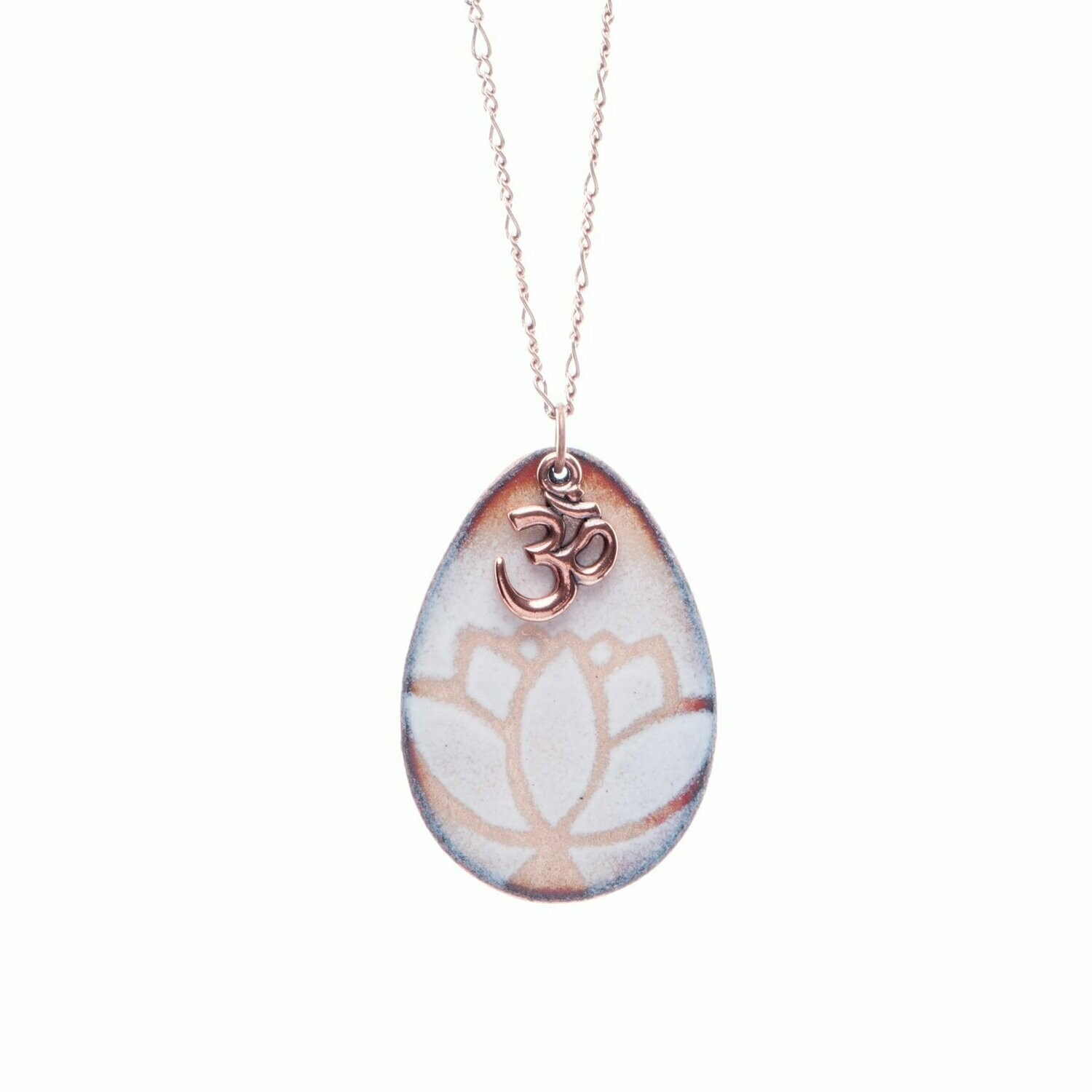 Lotus Flower White & Copper Necklace - Aflame