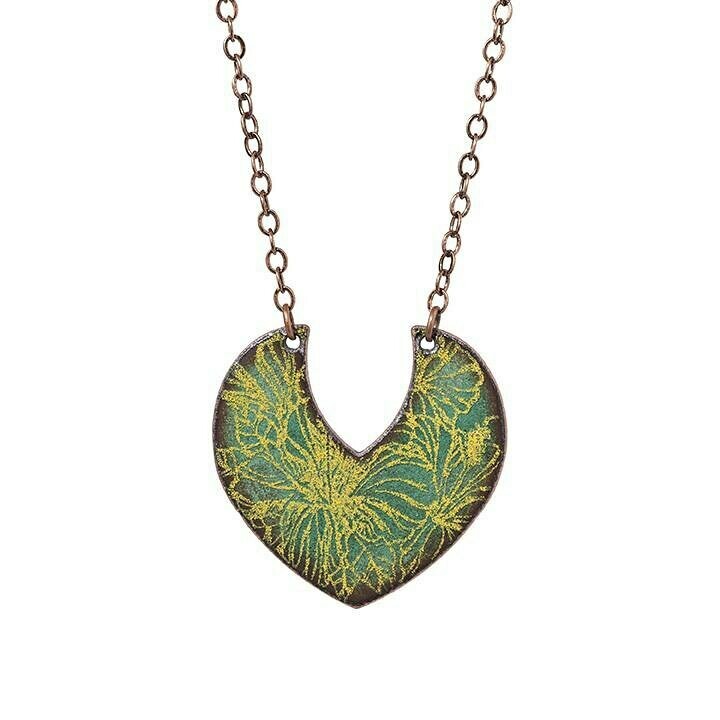 Mini Green & Yellow Crescent Necklace - Aflame