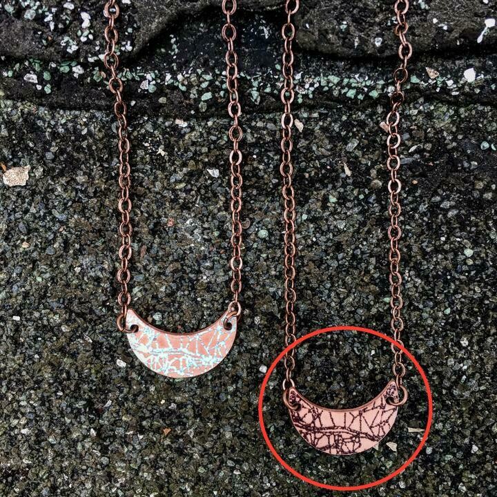 Mini Black Crystal Crescent Necklace - Aflame