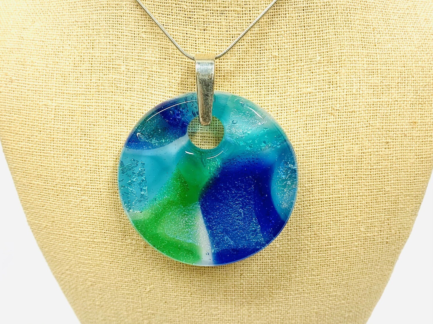 Blue &amp; Green Watercolour Pendant - Carma&#39;s Glass