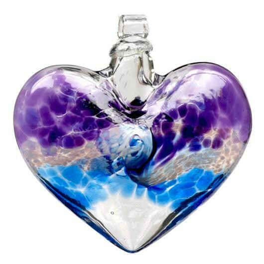 3" Van Glow Purple/Blue Glass Heart