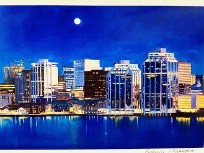 Moonrise Over Halifax Card - Evgenia Makogon