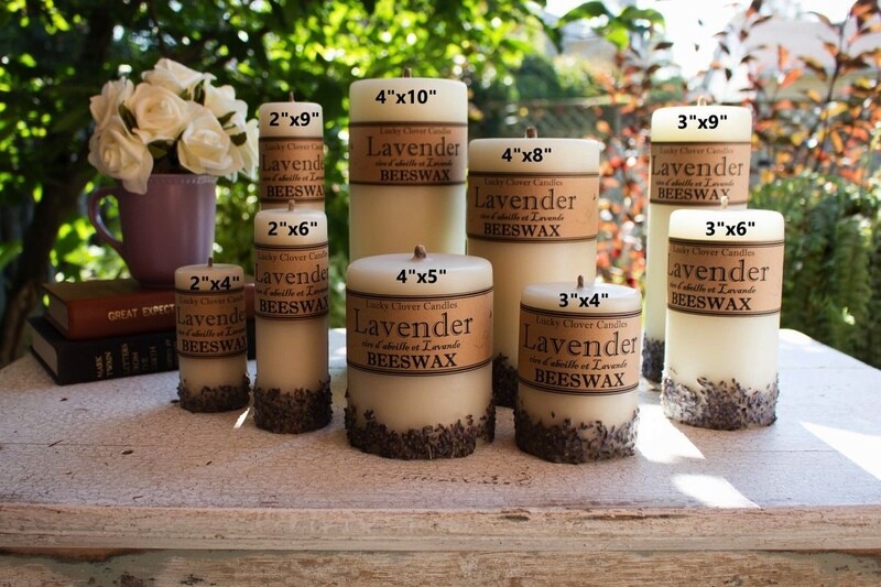 2x4 Lavender Beeswax Candle- Lucky Clover