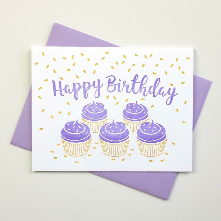 Purple Cupcake Birthday Card - Inkwell Originals