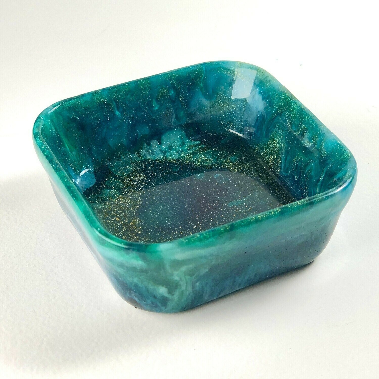 Square Resin Dish Gold &amp; Deep Blue