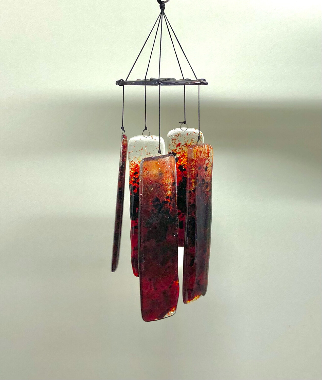 Red & Black Glass Wind Chime 