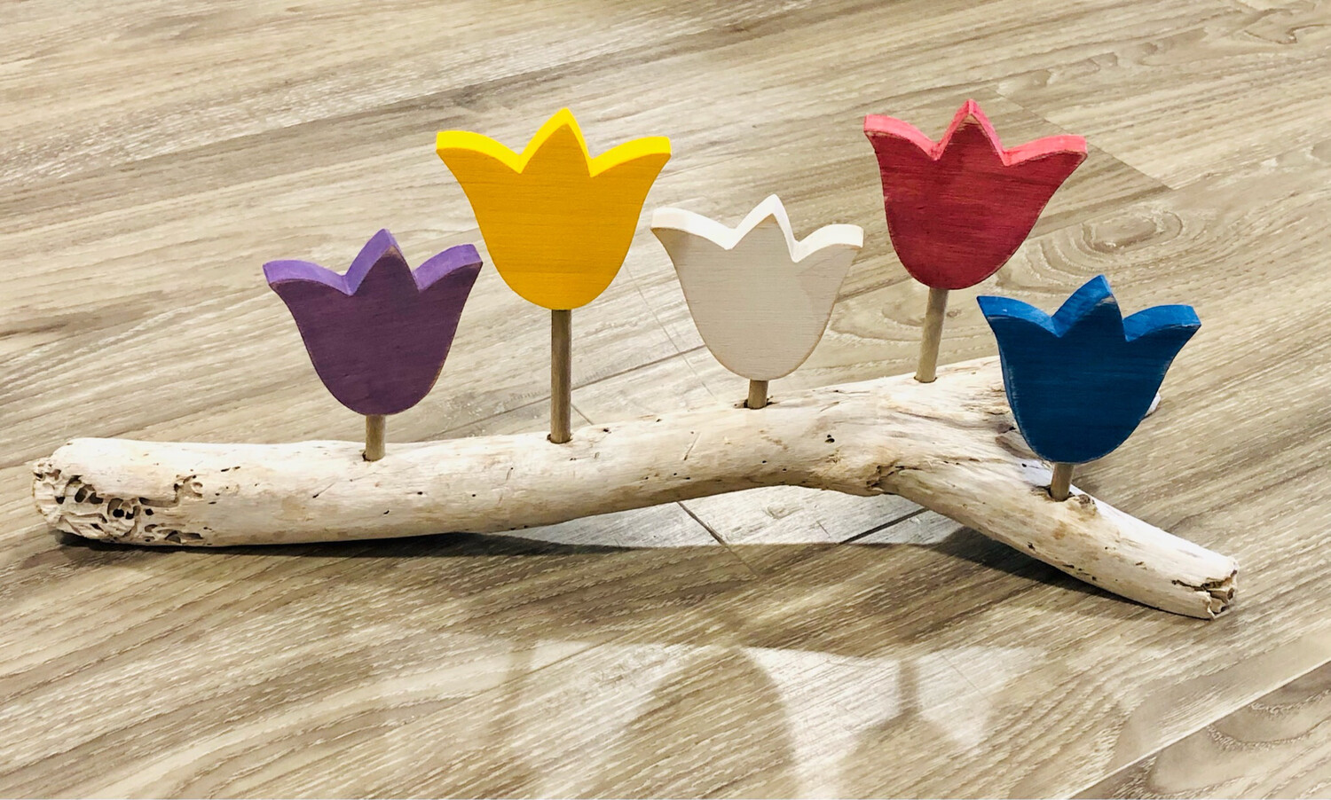 5 Tulips on Driftwood - Jerry Walsh
