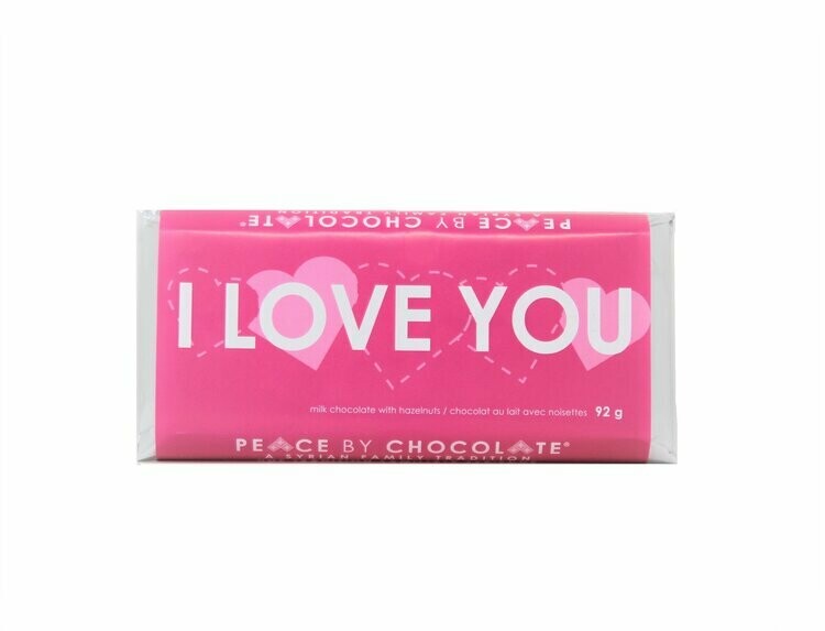 I Love You Milk Chocolate Hazelnut Bar- Peace by Chocolate