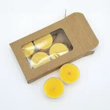 Set of 6 Beeswax Tea Lights- Lucky Clover