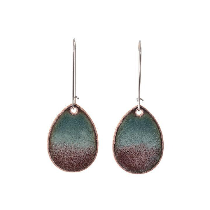 Plum and Turquoise Horizon Teardrop Earrings - Aflame 