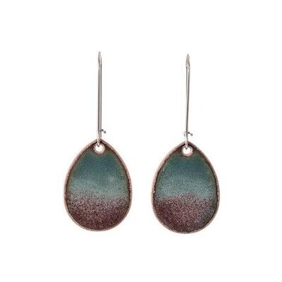 Plum and Turquoise Horizon Teardrop Earrings - Aflame 