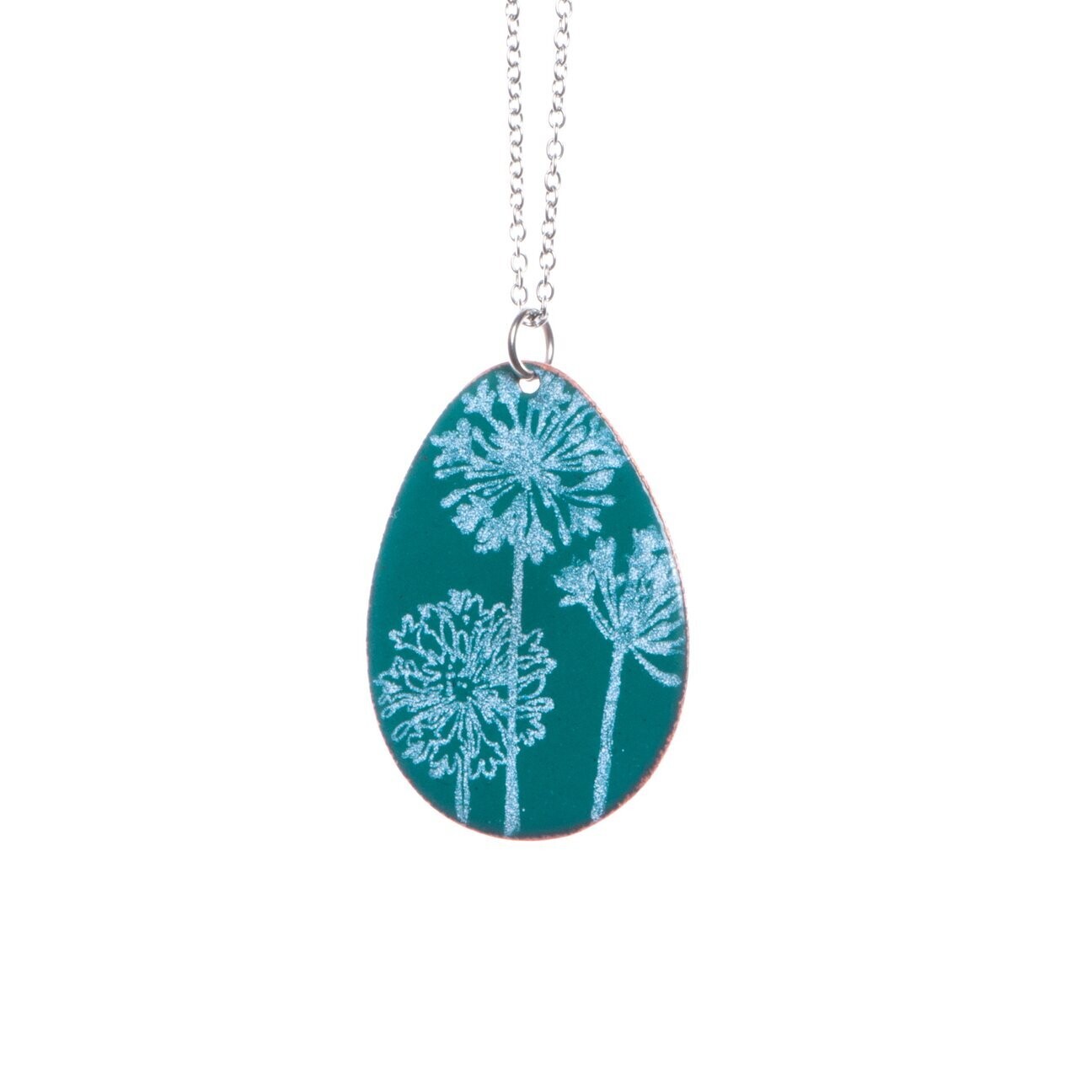 Dandelions Teal & White Necklace - Aflame 