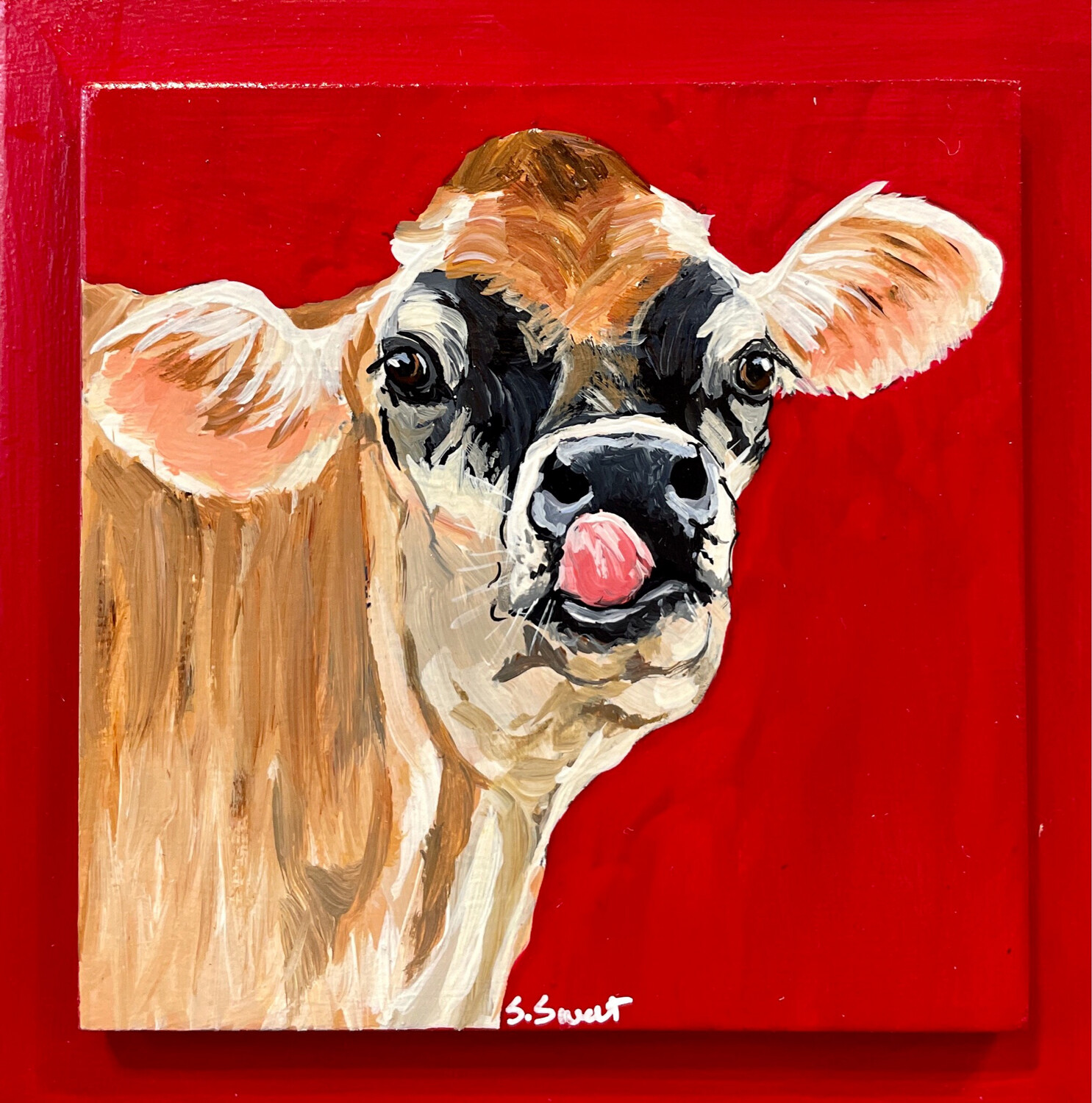 Ann the Jersey Cow on Red