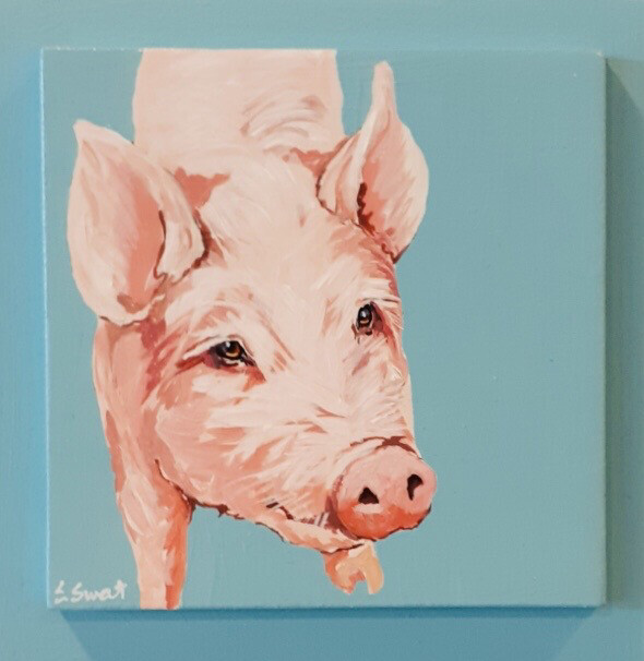 George the Pink Pig on Light Blue