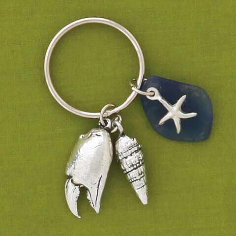 Crab Claw & Blue Sea Glass Keychain- Basic Spirit