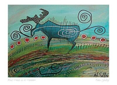 Alan Syliboy- Blue Moose in a Meadow Card