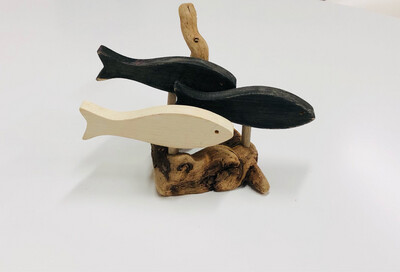 Black, White 3 Fish School- Jerry Walsh